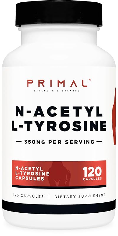 Primal suplemento de aminoácido N-acetil-L-tirosina 350 mg, 120 cápsulas