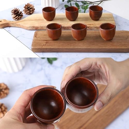Miniatura 6 de Vasos de chupito de madera con caja de regalo  Juego de tazas de sake de madera hechas a mano para té, soju, licor y camping  Taza de madera
