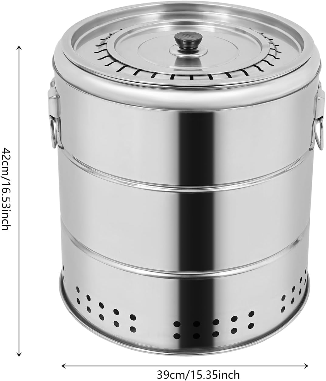 Griglia A Carbone Sospesa Senza Fumo, Affumicatore Verticale Portatile A Carbone, con 30 Spiedini, Secchio per Barbecue in Acciaio Inox, Ideale per Campeggio, Picnic E Feste in Giardino.
