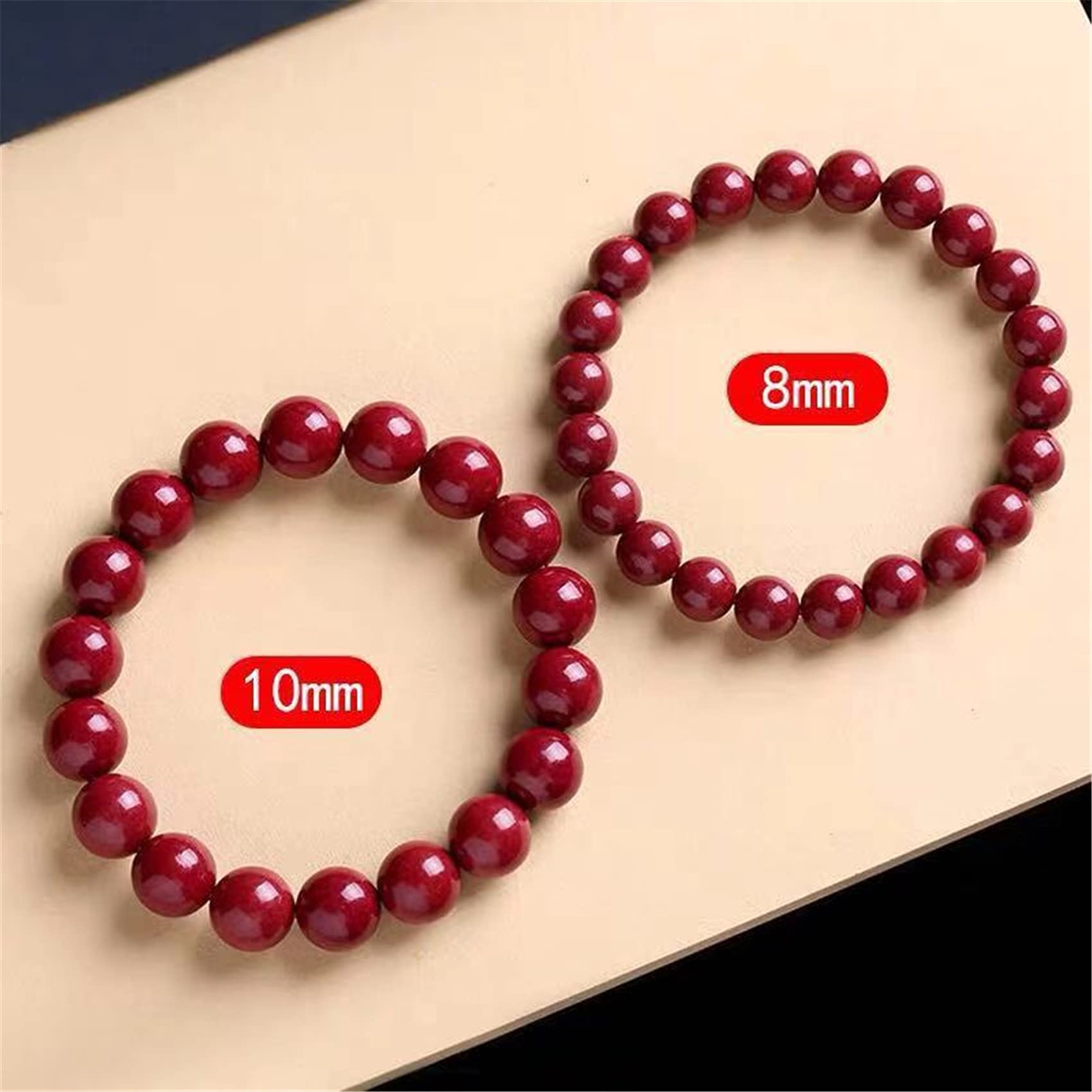 Braccialetti con Perline, Ciondolo Lucky Fox, Braccialetto Rosso con Perline in cinabro Naturale