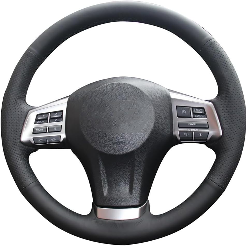 Loncky Genuine Leather Custom Steering Wheel Cover Compatible with Subaru Forester 2014-2016,XV Crosstrek 2013-2015, Legacy 2012-2014,Impreza 2012-2015,Outback 2012-2014 Accessories