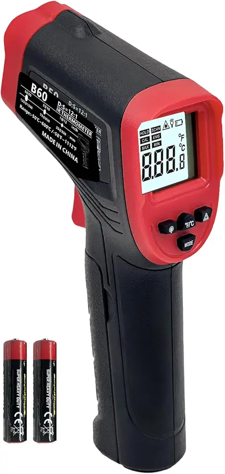 Soonkoda Termômetro Digital Infravermelho para Culinária, de -58 A 1112 °F, com Emissividade Ajustável E Medições de Temperatura Máxima E Mínima. Ideal para Pizza, Forno, Grelha, Cozinha, Churrasco