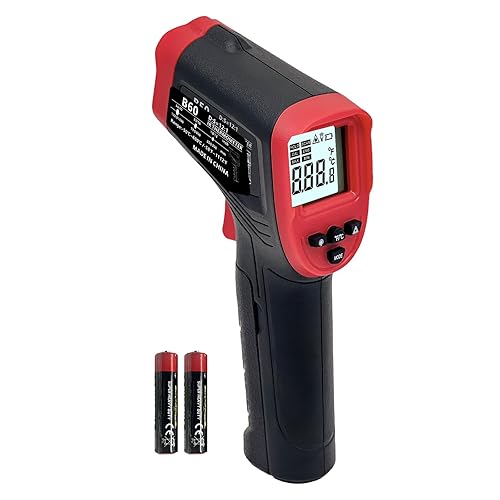 Pistola termómetro digital infrarroja para cocinar, pistola de temperatura láser de -58 a 1112 F con emisividad ajustable y máximo y mínimo,