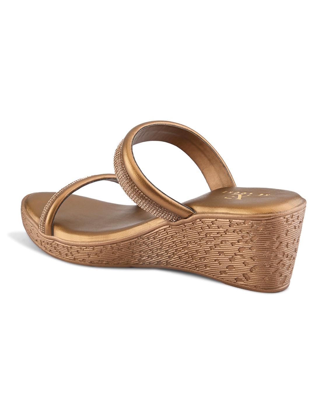 XE Looks Eleganti cinghie doppie luccicanti | Tacchi con zeppa per ragazze e donne