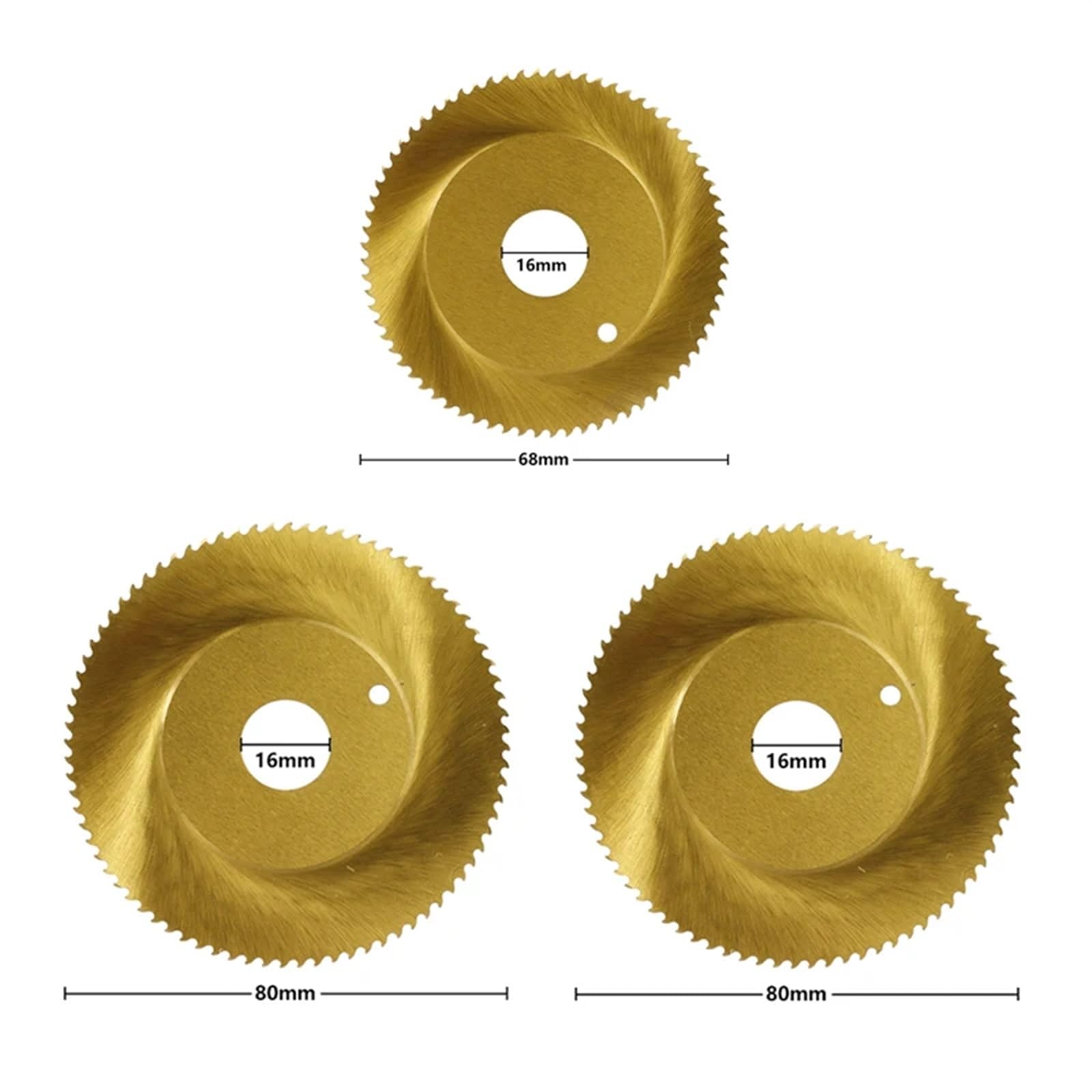 Hoja de sierra Orbital recubierta de titanio, 68/80x16mm, tubo HSS, hoja de corte de Metal, hoja de sierra Circular for tubería de acero inoxidable, 1 ud.(68x16x1.6x44T)