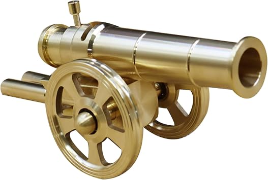 Mini Cannon, Yellow Mini Cannon Model, 5.5x2.8 Inch Brass for Shelf, Desktop Artillery Model Decoration