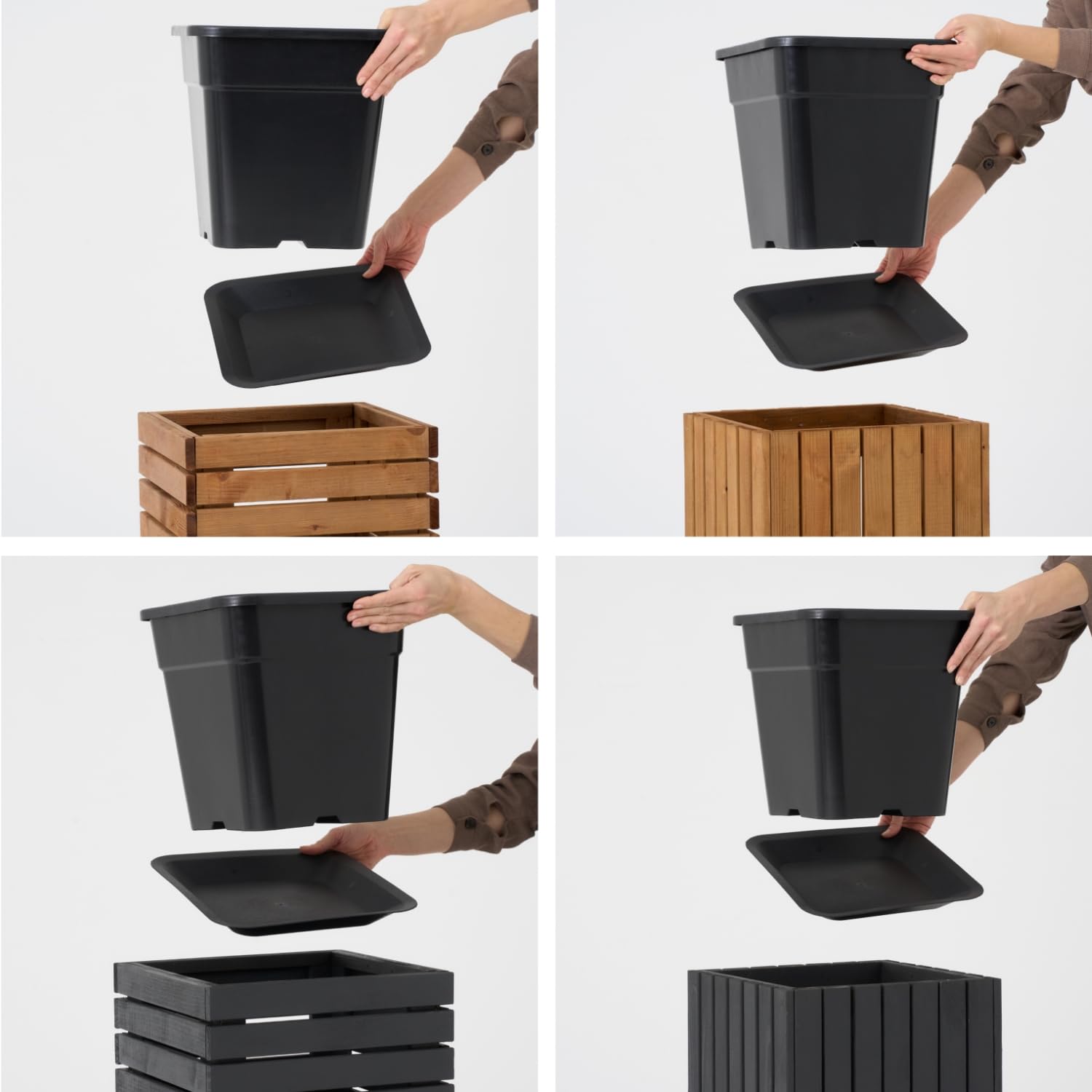 Untersetzer für Blumentöpfe Pflanzen quadratisch 30,5x30,5 cm passend für Töpfe Kunststoff - Pack of 3