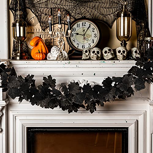 Halloween Fall Maple Garland 5.9 Ft Artificial Autumn Garland Fake Maple Leaf Garland Decoration For Halloween Dinner Fireplace Wedding Party Door Frame Decor (Simple Style, 2 Pieces) #TOP6