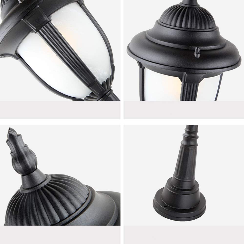 Lampadaire d'extérieur en verre noir - Hauteur : 77 cm - Étanche IP33 - En aluminium moulé sous pression - Pour jardin, communauté