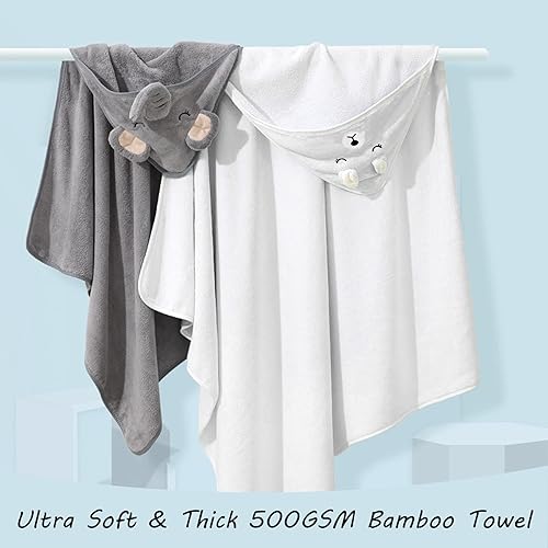 Miniatura 3 de Toalla de bebé con capucha, toalla de baño suave de primera calidad para bañera para bebé, recién nacido, bebé, ultra absorbente, toalla natural