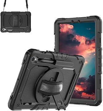 AMZER TUFFEN Multilayer Case with 360 Degree Rotating Kickstand with Shoulder Strap, Hand Grip for Samsung Galaxy Tab S7/S8/S9 AMZER TUFFEN Multilayer Case with 360 Degree Rotating Kickstand with Shoulder Strap, Hand Grip for Samsung Galaxy Tab S7/S8/S9