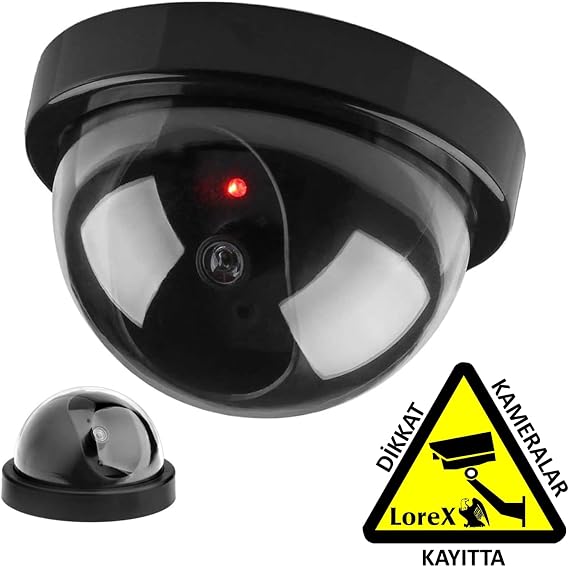 LOREX Robotix RB-SK04 Deterrent DOME Camera + Attention Cameras Tag on Recording - Fake Camera