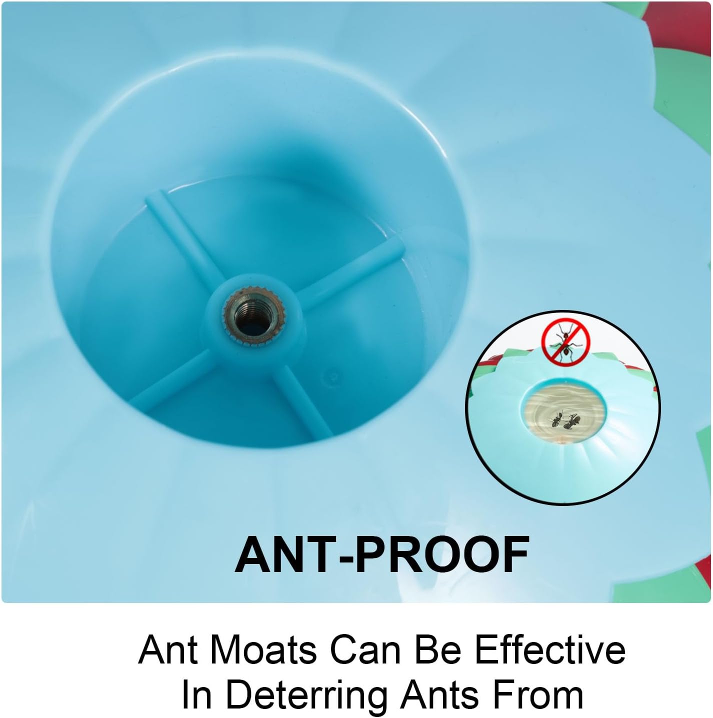 Shirem Hummingbird Feeder Sweety Hanging High View with Rain Cover for Outdoors 9.5 OZ with 4 Bee Guard Feedering Ports, 11" Dome Weather Ant Proof by Beserie,Red - Image 3