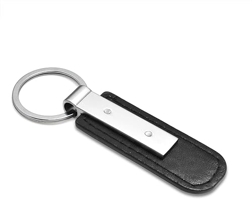 Miniatura 4 de Llavero con correa de piel sintética negra para Dodge Scat-Pack con placa de metal plateado a todo color, con licencia oficial, Negro -