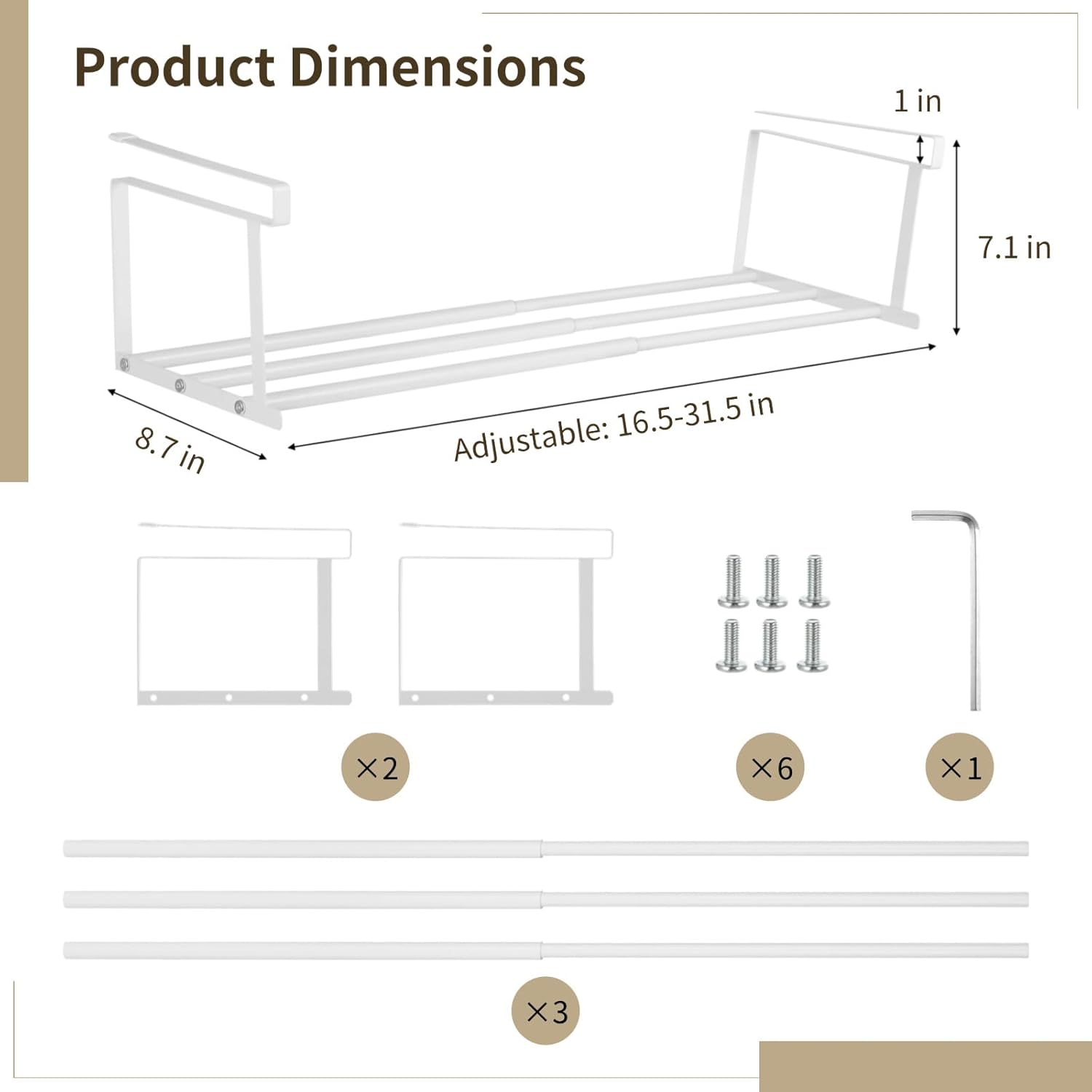 Expandable Under Cabinet Shoe Organizer, Retractable Under Shelf Shoe Rack, No Drilling Adjustable Hanging Storage Rack for Pantry Cupboard