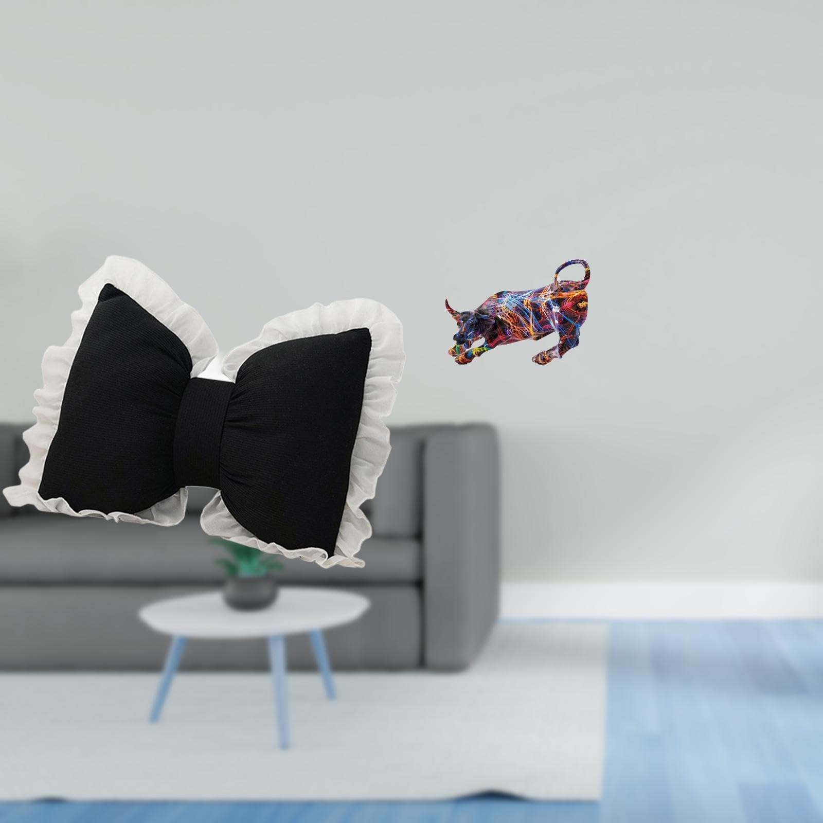 Enakshi® Resin Bull Bow Cushion Modern Home Decor Colorful Animal Sculpture Comfortable Sofa Bedside Office Chair Ornament Collection|Home & Garden | Home Decor | Pillows-image-48
