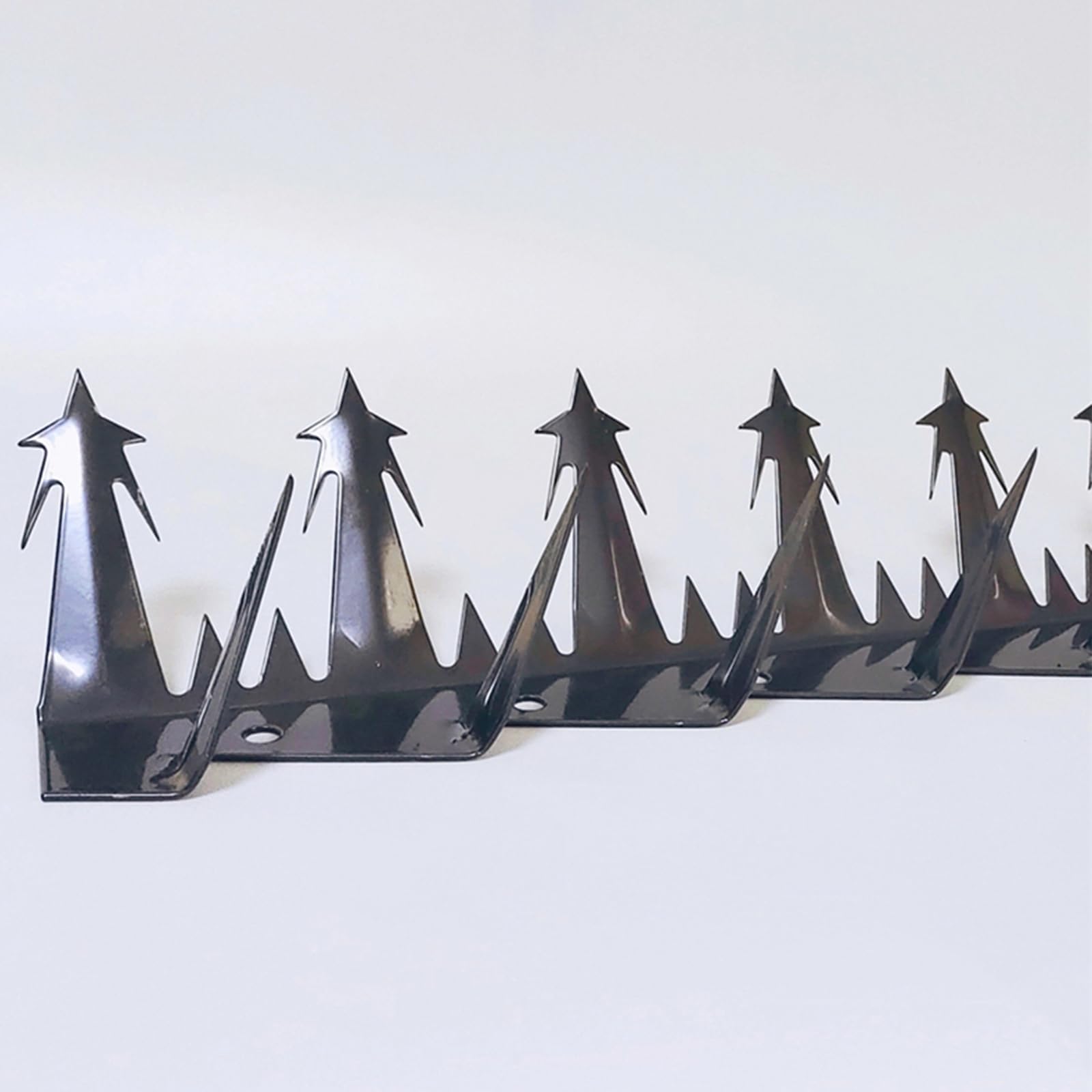 HM&DX Outdoor Wall Metal Spikes with Screws,Security Fence Bird Pigeon Spikes,Hot Dip Galvanized Anti-Theft Anti Climbing Spikes for Roof Walls Railing(L, Black)