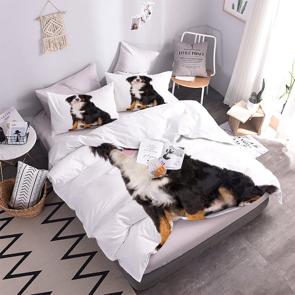 RBGKZVYUM Bernese Mountain DOG 3D Stampa Set Biancheria Da Letto Microfibra Di Copripiumini E Federe Con Chiusura A Cerniera 3 Pezzi Per Bambini E Adulti King(220x240cm