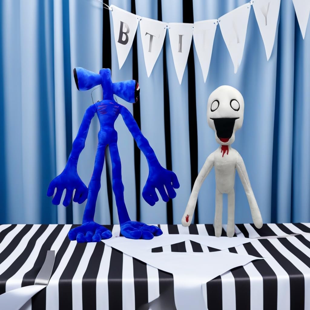 2 PCS Double Monster Head Limbs Movable Plush Toy Built-in Steel Wires and Limbs Can be Posed Halloween Christmas Party Birthday Monster Toy (Klein Blue)