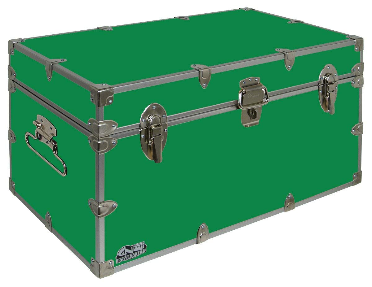 C&N Footlockers - Large Undergrad Storage Trunk - Made in the USA - Only STEEL Footlocker on Amazon - Durable Chest with Lid Stay - 32 x 18 x 16.5 Inches (Kelly Green)