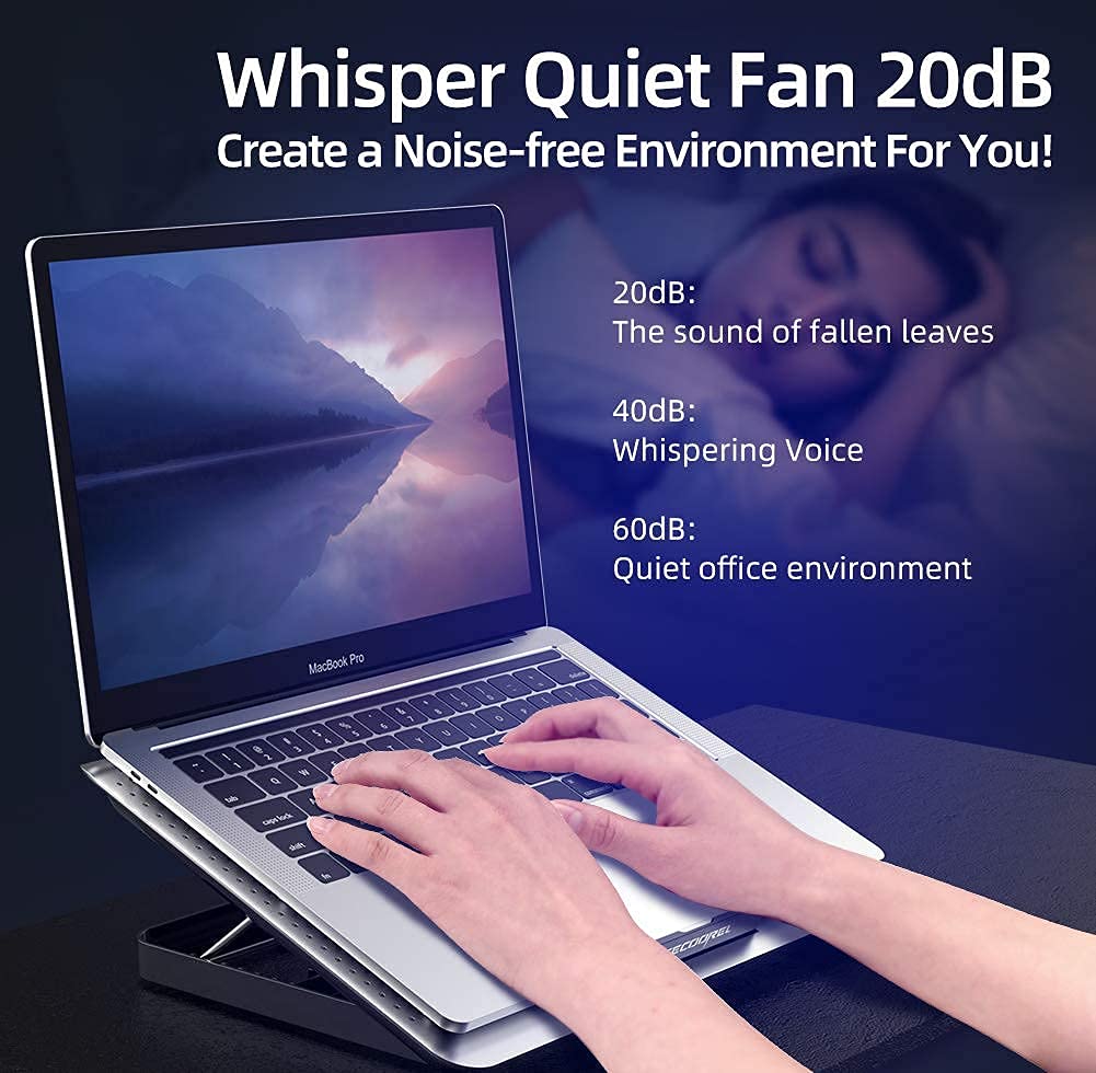 Proffisy Aluminum Laptop Cooling Pad with One Big Quiet Cooling Fan, Laptop Cooler Stand with 7 Height Adjustable, Notebook Cooler pad for Laptop 15.6 14 13 12 Inch, Two USB Ports (Silver) 13 61TfCDY5TQS. SL1001
