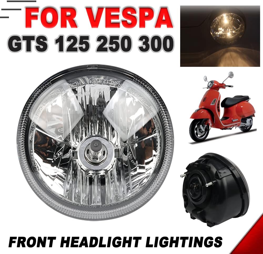 Motorcycle Front Headlamp Headlight Assembly Assemblie Compatible with Vespa Piaggio GTS125 GTS250 GTS300 GTS 125 200 250 300