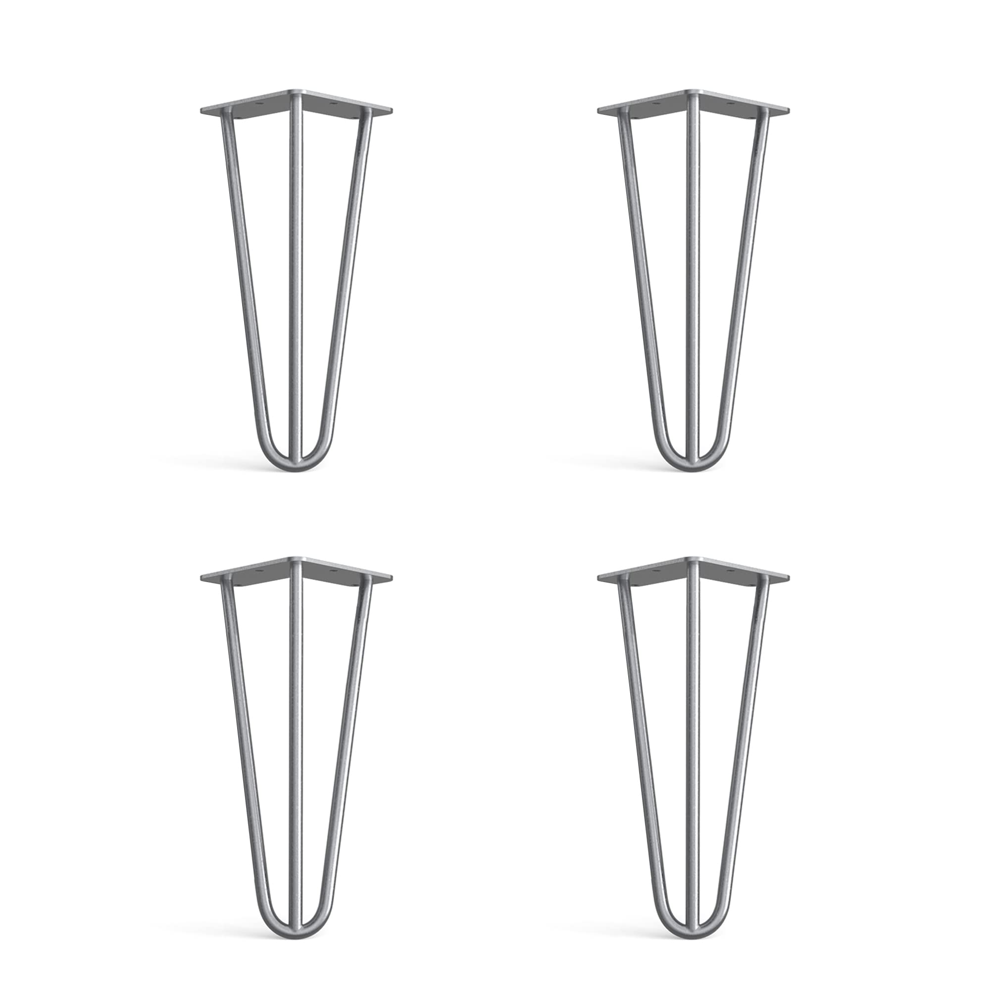 Dt Ironcraft Unfinished 4 X Hairpin Legs From - 25Cm 3 Rod / 10Mm, Bare Steel - Sideboard, Tv Stand Legs With Floor Protector Feet & Screws