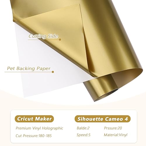 Miniatura 5 de WRAPXPERPT - Vinilo permanente dorado brillante, rollo de vinilo adhesivo permanente brillante de 12 pulgadas x 10 pies con respaldo de PET