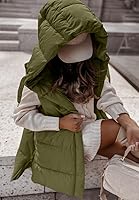 Vista 4 de Danedvi Chaleco de invierno con capucha para mujer, con cremallera lateral, casual, sin mangas, abrigo largo