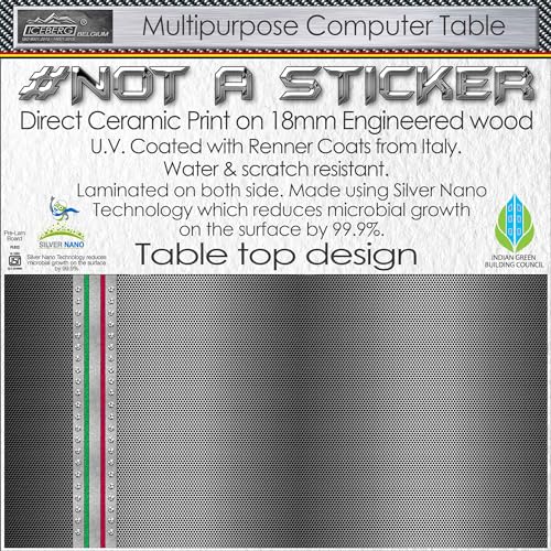 Image of Xtreme PRO Direct Theme Printed Computer Desk for Gaming, Work & Study. Large for PC, Dual Monitors, iMac, and Laptops. Metal & Engineered Wood. Black Stand Desk. 4 Feet-XPB4 (XPB4-ITALIAN Racing)