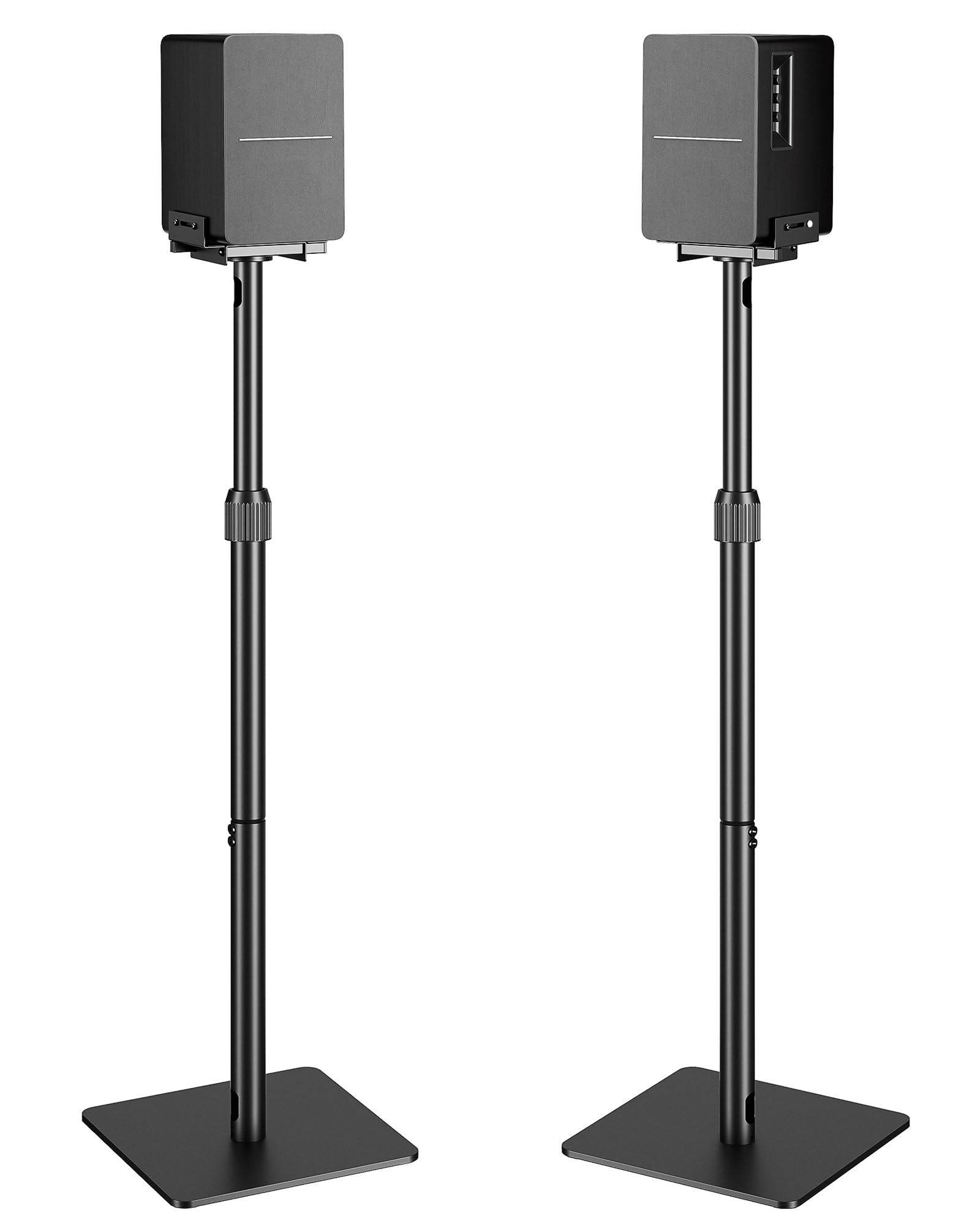 Height-Adjustable Speaker Stands Pair,11LBS Capacity,Height Adjustable from 33.4" to 44.0",Surround Sound Speaker Stands,Cable Management,Black,1 Pair