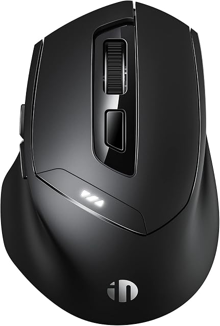 INPHIC Bluetooth Mouse, Multi-device Rechargable Bluetooth Wireless Mouse (Tri-mode: BT5.0/4.0 +2.4G USB), 1600DPI Portable Ergonomic Silent Computer Mouse for Laptop PC Mac OS Windows, Black