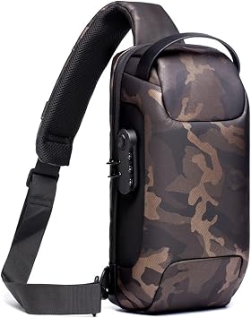 HOXSURY Sling Backpack USB Anti-Theft Waterproof Chest Daypack Casual Shoulder Bag Camouflage