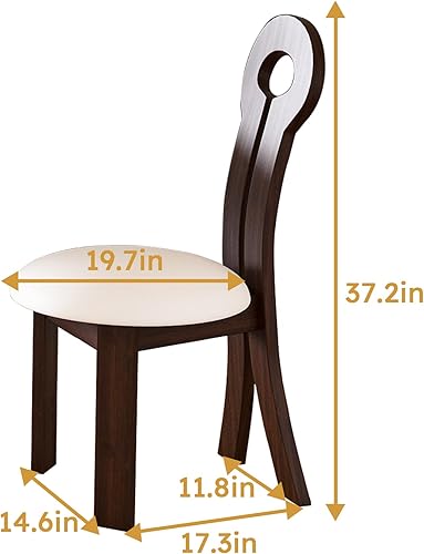 Vista 92 de Juego de 2 sillas de comedor, modernas patas doradas de piel sintética para comedor, cocina, comedor (beige)