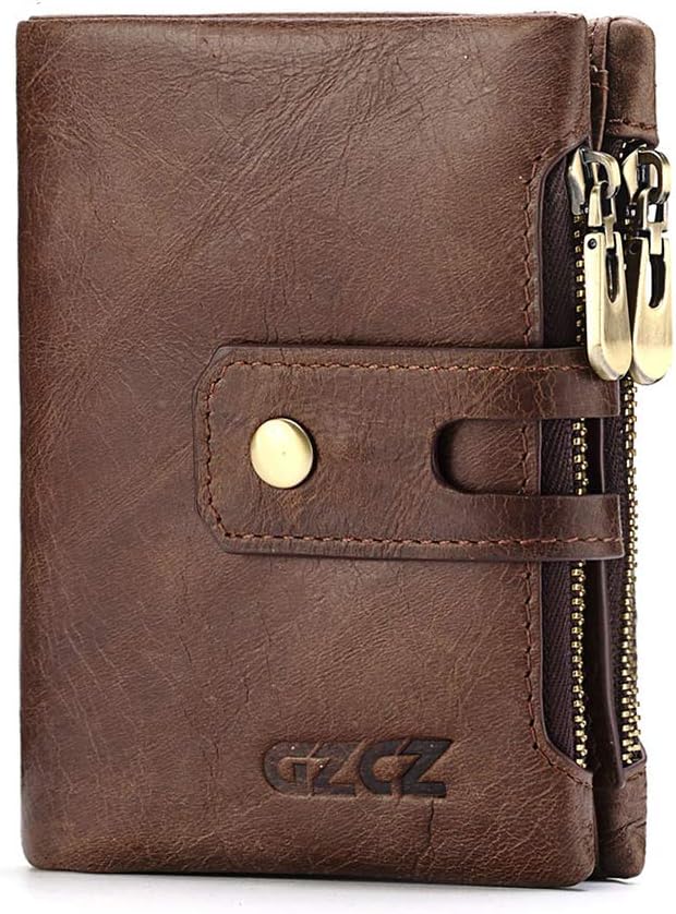 GZCZ RFID Blocking Slim Cow Leather Wallets for Men Travel Wallet Bifold Front Pocket Wallet(Brown)