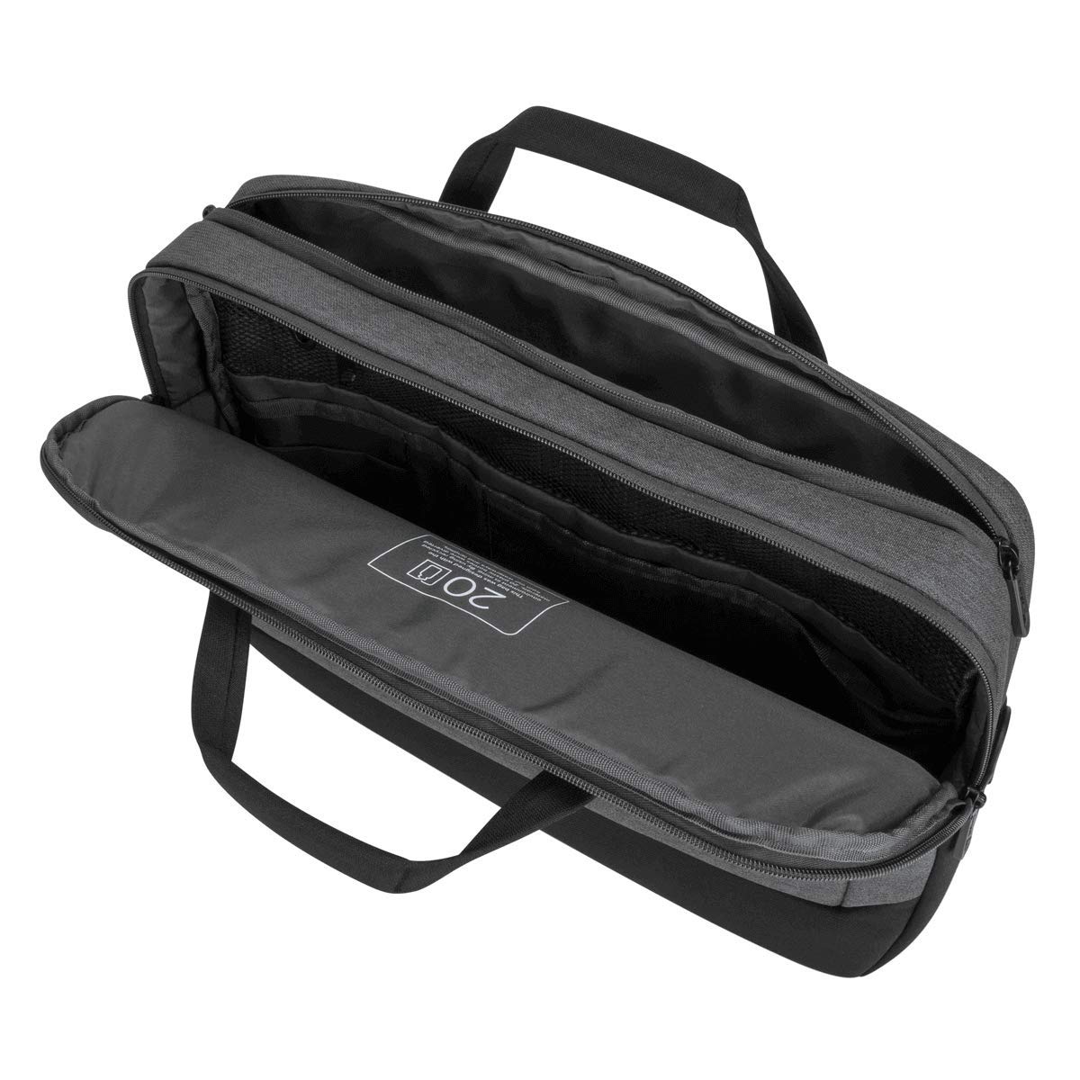 Targus Cypress Maletín con EcoSmart para viajeros de negocios y escuela con 2 compartimentos, correa acolchada para el hombro, funda protectora para portátil de 15.6 pulgadas, gris claro (TBT92602GL)