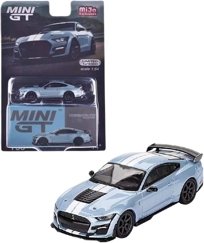 True Scale Miniatures Model Car Compatible with Ford Mustang Shelby GT500 Heritage Edition Blue 1/64 Diecast Model Car MGT00758