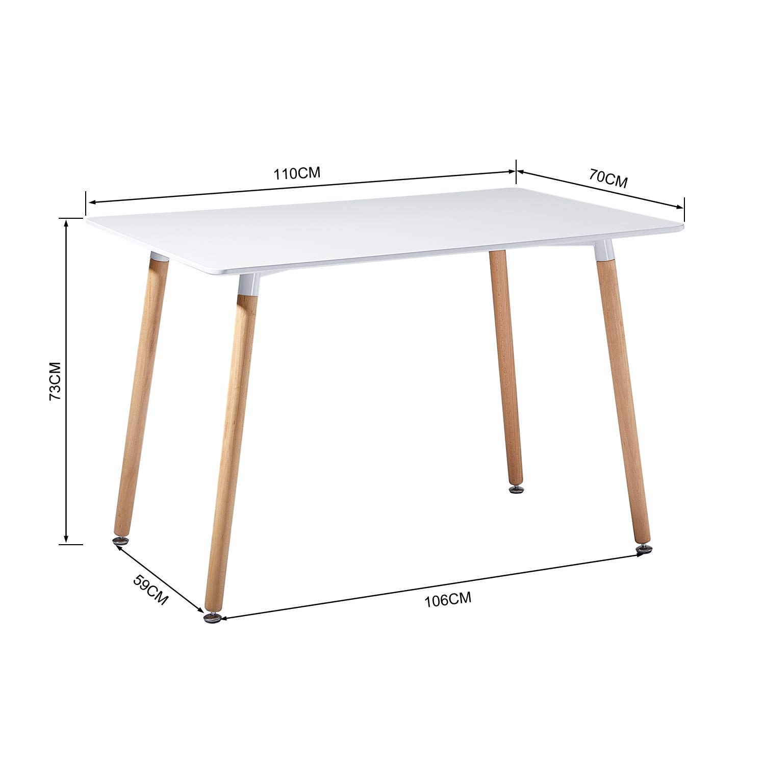Ensemble table de salle à manger moderne rectangulaire et chaises avec pieds en bois massif Moderne table+4 chairs gris
