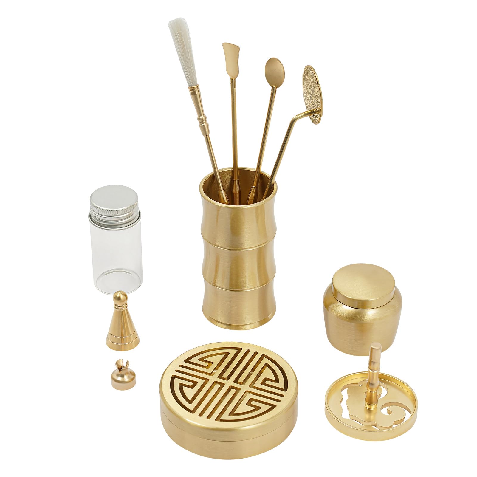 Set di bastoncini di incenso in ottone, per meditazione, lettura, lavoro e applicazioni SPA, oro, rilassati