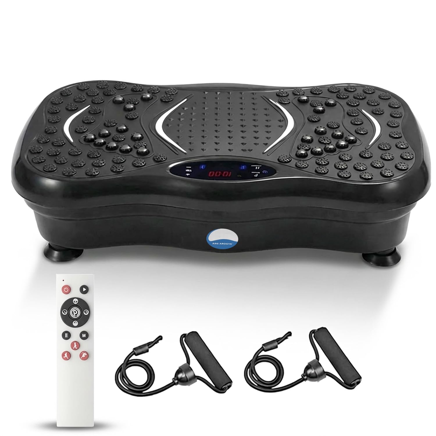 Arogya Mini Crazy Fit Massager with Handlebar Support | Vibration Plate Massager for Weight Loss | Exercise Equipment for Home & Gym Workout | Whole Body Vibration Machine for Beginne (Black)