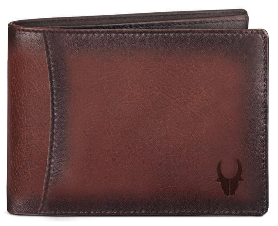 Image of WildHorn Leather Wallet For Men I 9 Card Slots I 2 Currency & 2 Secret Compartments I 1 Zipper & 3 Id Card Slots (Crackle), Brown