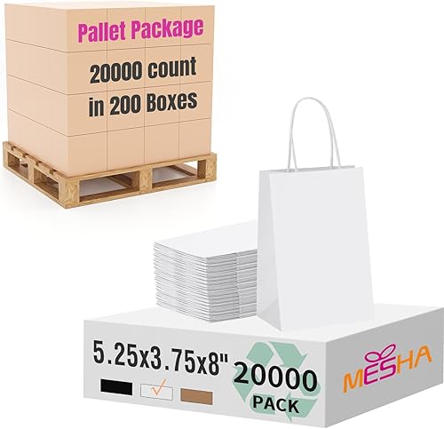Miniatura 128 de MESHA Bolsas de papel grandes de 10 x 5 x 13 pulgadas, bolsas de papel kraft para compras con asas, paquete de 50 bolsas de regalo grandes, bolsas