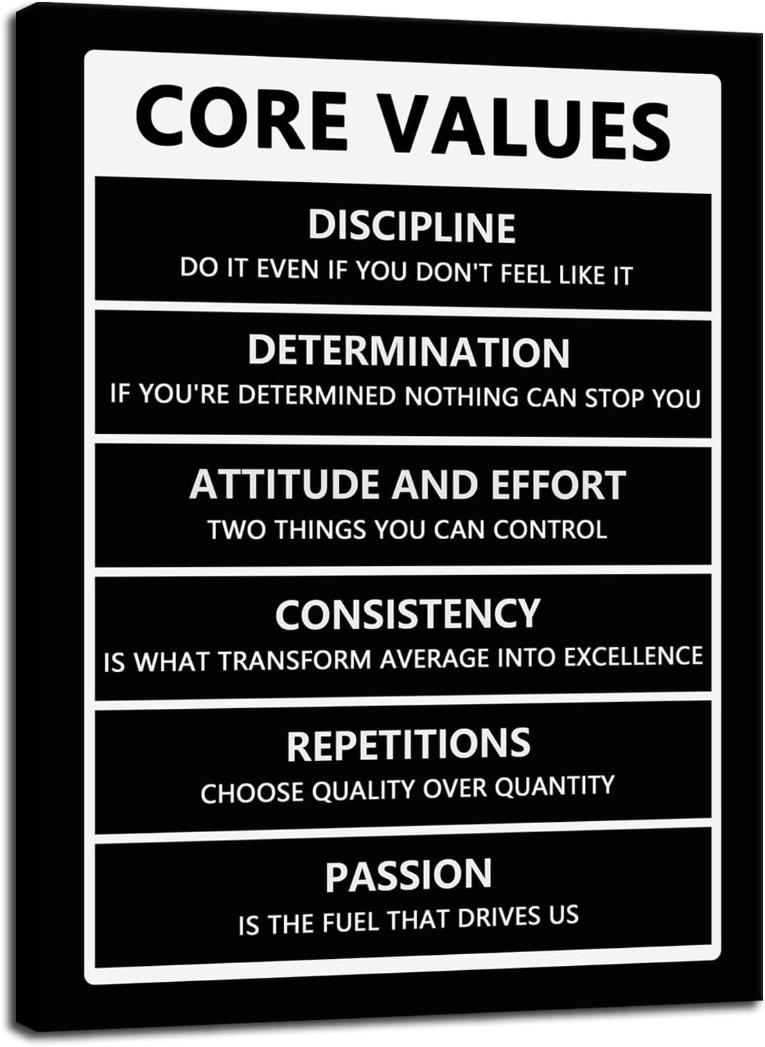 Inspirational Canvas Wall Art Print Office Wall Decor Poster Artwork Inspiring Core Values Poster Framed Motivational Quotes for Wall Decoration Living Room Home<18 x 24 inch>