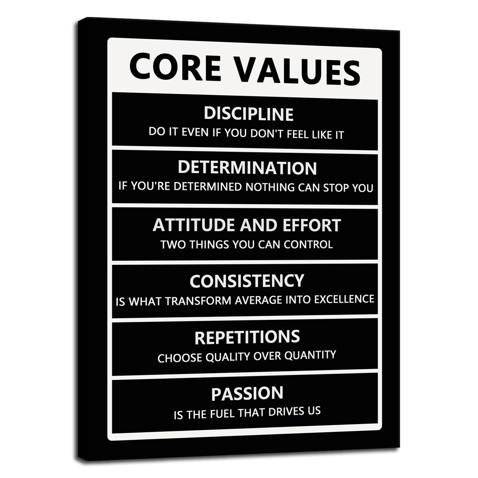 Inspirational Canvas Wall Art Print Office Wall Decor Poster Artwork Inspiring Core Values Poster Framed Motivational Quotes for Wall Decoration Living Room Home<18 x 24 inch> โ image 1