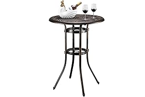 VINGLI Outdoor Pub Table: Durable Patio Dining Table with Umbrella Hole