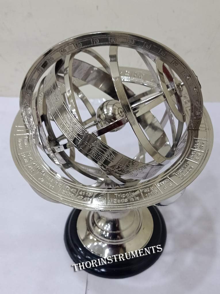 Nautical Engraved Brass Tabletop Armillary Sphere Globe With Base Rustic Vintage Home Decor Gifts