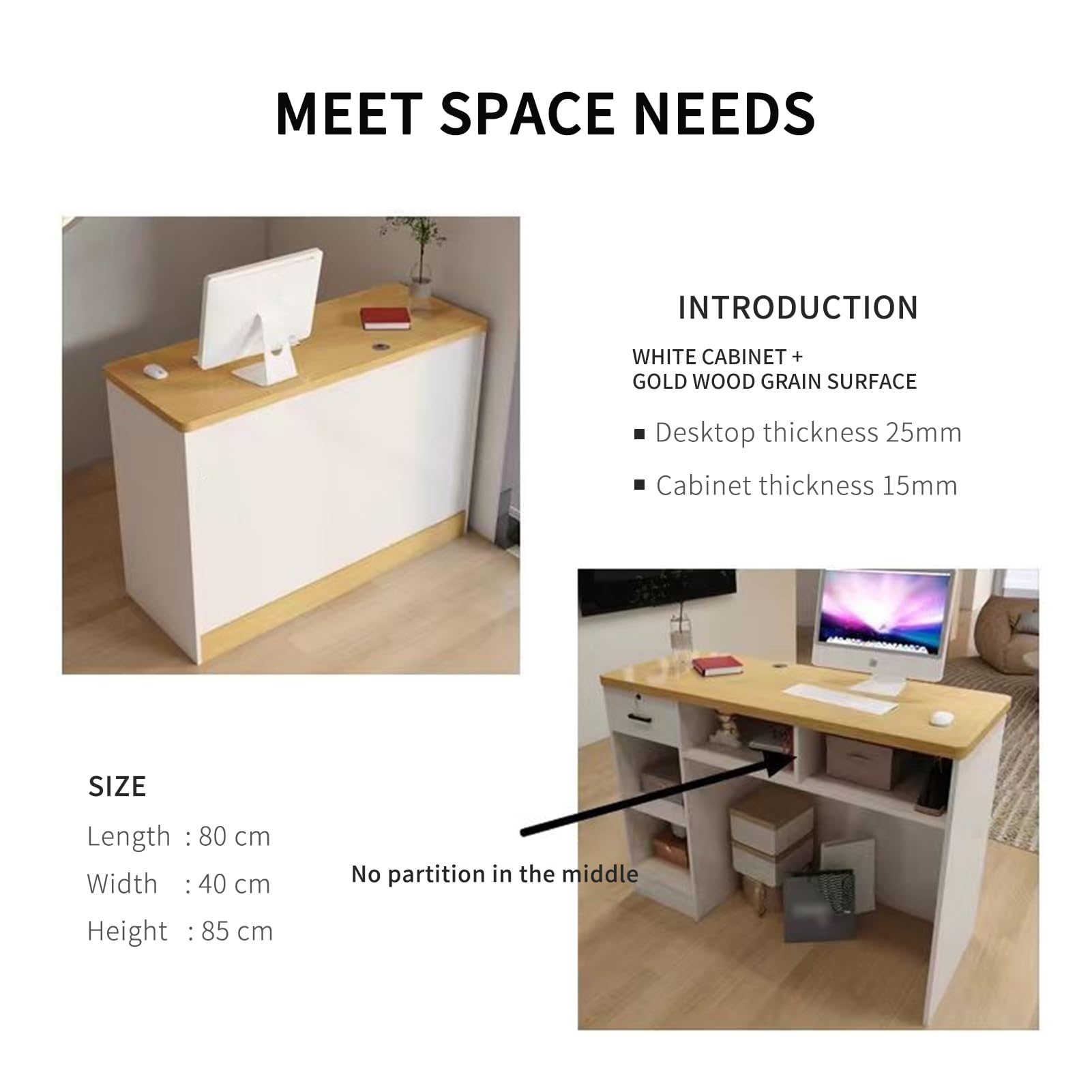 GAOXIAO Empfangstheke Mit Schubladen - 100-140cm Breite, 90cm Höhe