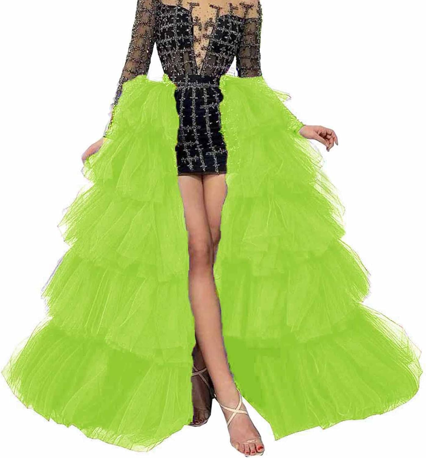 Lisong Women Maxi Tulle Tutu Wrap Skirts Detachable Overskirt Long Wedding Bridal Skirt
