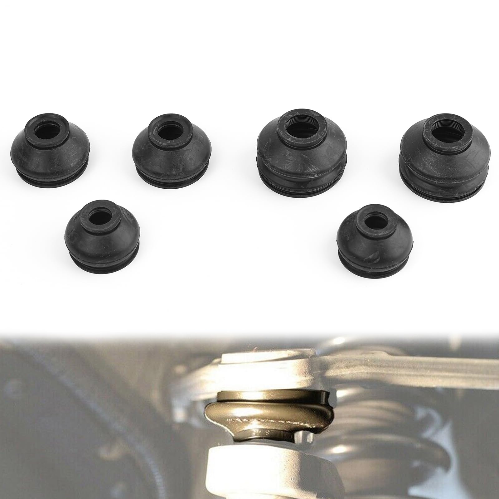 AUTOXBERT 6X Auto Sterzo Sospensione Giunti Sferici Testa del Tirante Moto Manicotto in Gomma Universale Manicotti Antipolvere