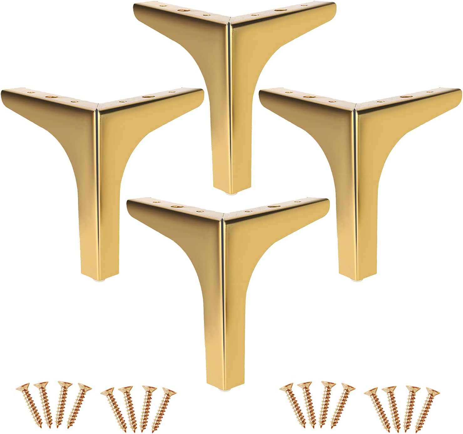 Table Legs,4 Pcs Metal Triangle Furniture Legs, Replacement Sofa Legs, Coffee Table Legs, Desk Legs, Black/Gold/Silver, DIY Furniture Feet, Non-Slip/Silent,Silver-15cm/5.9in